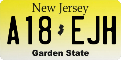 NJ license plate A18EJH