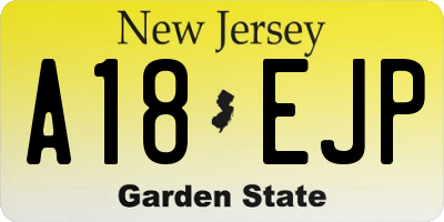 NJ license plate A18EJP