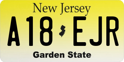 NJ license plate A18EJR