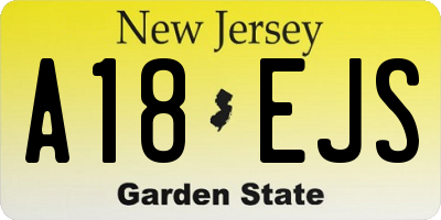 NJ license plate A18EJS