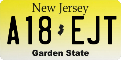 NJ license plate A18EJT