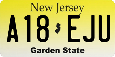 NJ license plate A18EJU