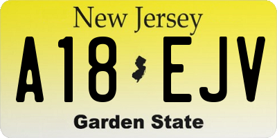NJ license plate A18EJV