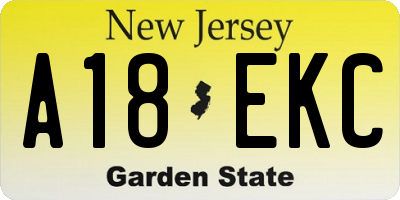 NJ license plate A18EKC
