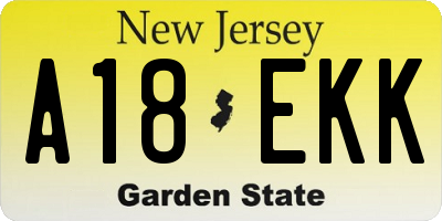 NJ license plate A18EKK