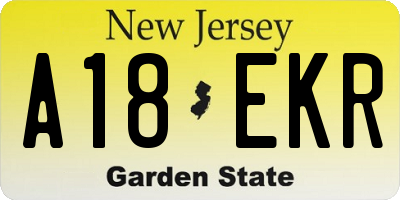 NJ license plate A18EKR