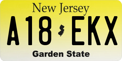 NJ license plate A18EKX