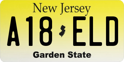 NJ license plate A18ELD