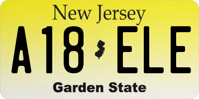 NJ license plate A18ELE