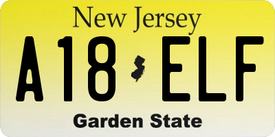 NJ license plate A18ELF