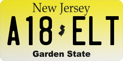 NJ license plate A18ELT