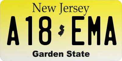 NJ license plate A18EMA