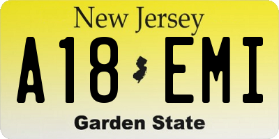 NJ license plate A18EMI