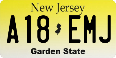 NJ license plate A18EMJ