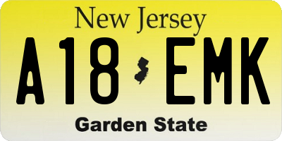 NJ license plate A18EMK