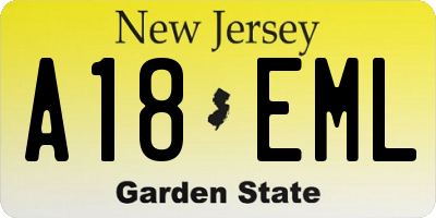 NJ license plate A18EML