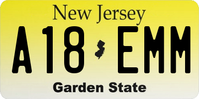 NJ license plate A18EMM