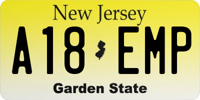 NJ license plate A18EMP