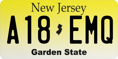NJ license plate A18EMQ