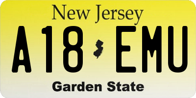 NJ license plate A18EMU
