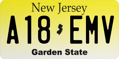 NJ license plate A18EMV