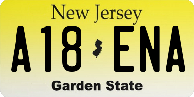 NJ license plate A18ENA