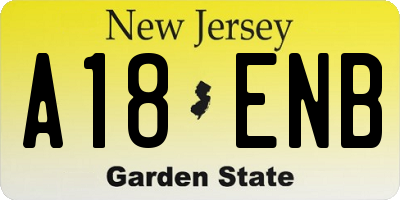 NJ license plate A18ENB