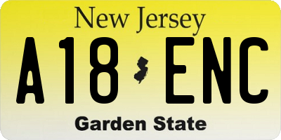 NJ license plate A18ENC