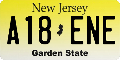 NJ license plate A18ENE