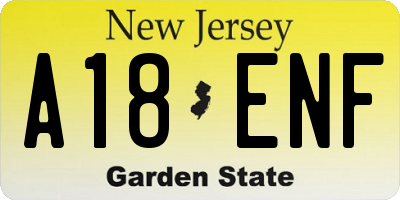 NJ license plate A18ENF
