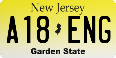 NJ license plate A18ENG
