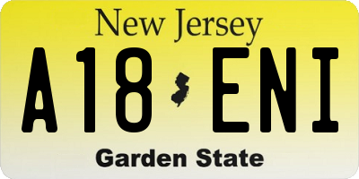 NJ license plate A18ENI