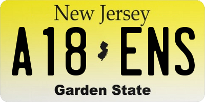 NJ license plate A18ENS