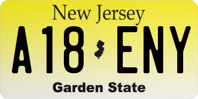 NJ license plate A18ENY