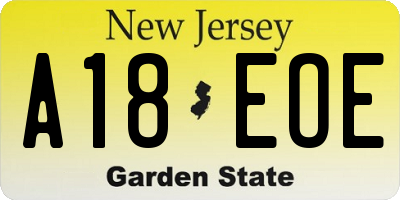 NJ license plate A18EOE