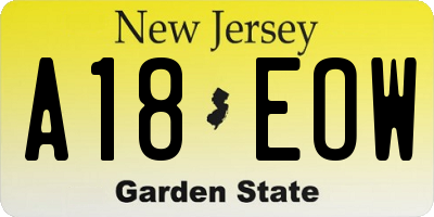 NJ license plate A18EOW