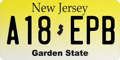 NJ license plate A18EPB