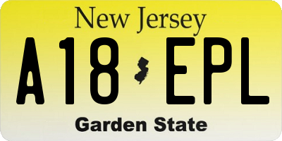 NJ license plate A18EPL