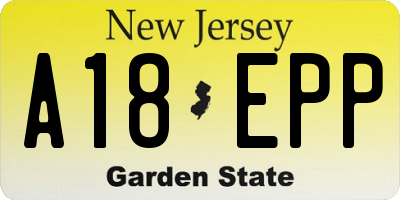 NJ license plate A18EPP