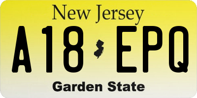 NJ license plate A18EPQ