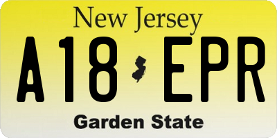 NJ license plate A18EPR