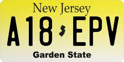 NJ license plate A18EPV