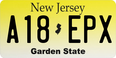 NJ license plate A18EPX
