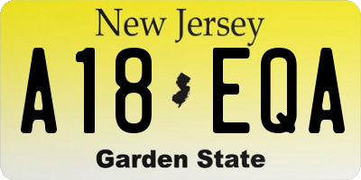 NJ license plate A18EQA