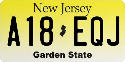 NJ license plate A18EQJ