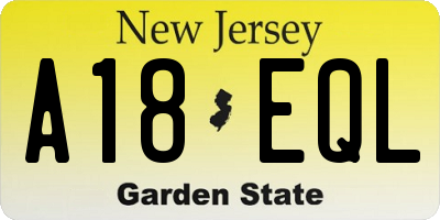 NJ license plate A18EQL
