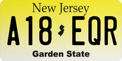 NJ license plate A18EQR