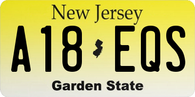 NJ license plate A18EQS