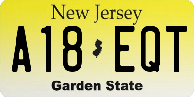 NJ license plate A18EQT