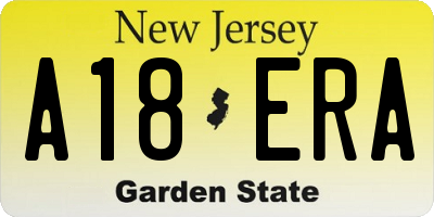 NJ license plate A18ERA